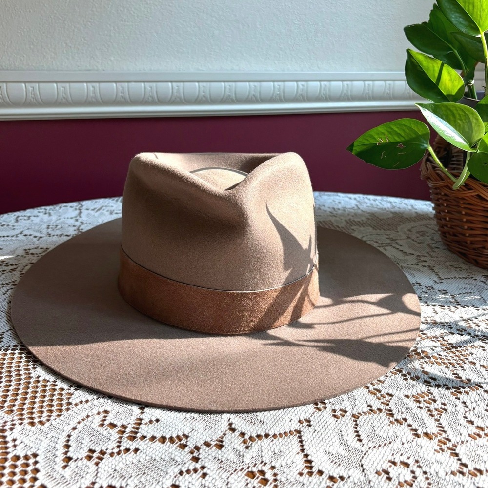 Gigi Pip Miller Classic Fedora Hat S Brown Australia Wool Wide Brim Suede Band - Picture 10 of 12